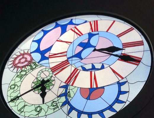 stained glass clock window