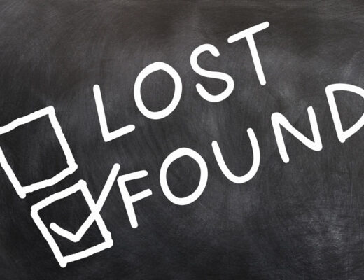 chalk board with the words lost and found