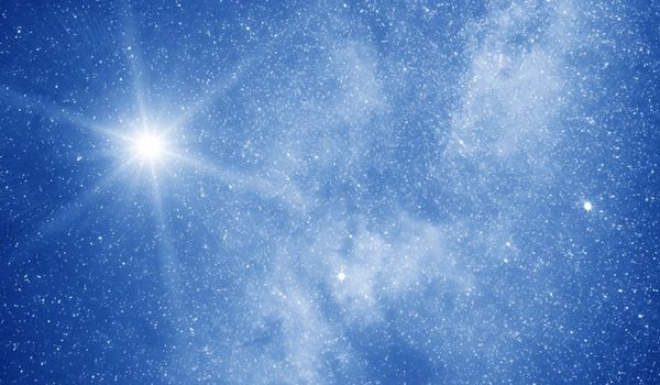 night sky with milky way and one very bright star